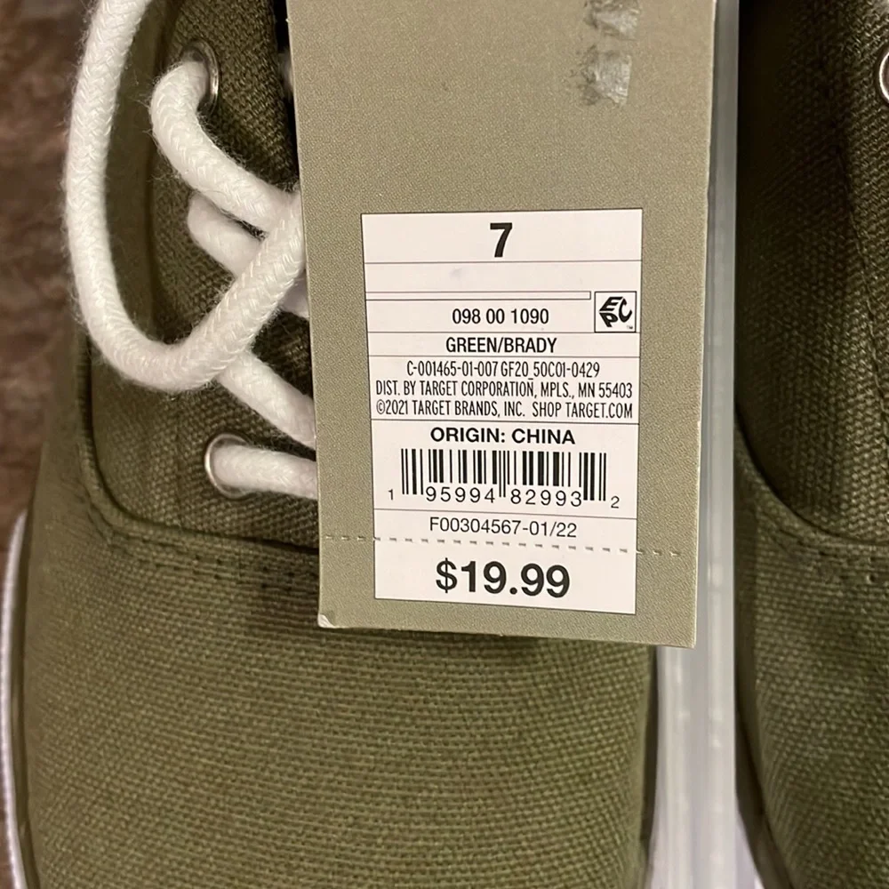 🆕 Canvas sneakers militar green Men’s size 7 - Picture 2 of 4